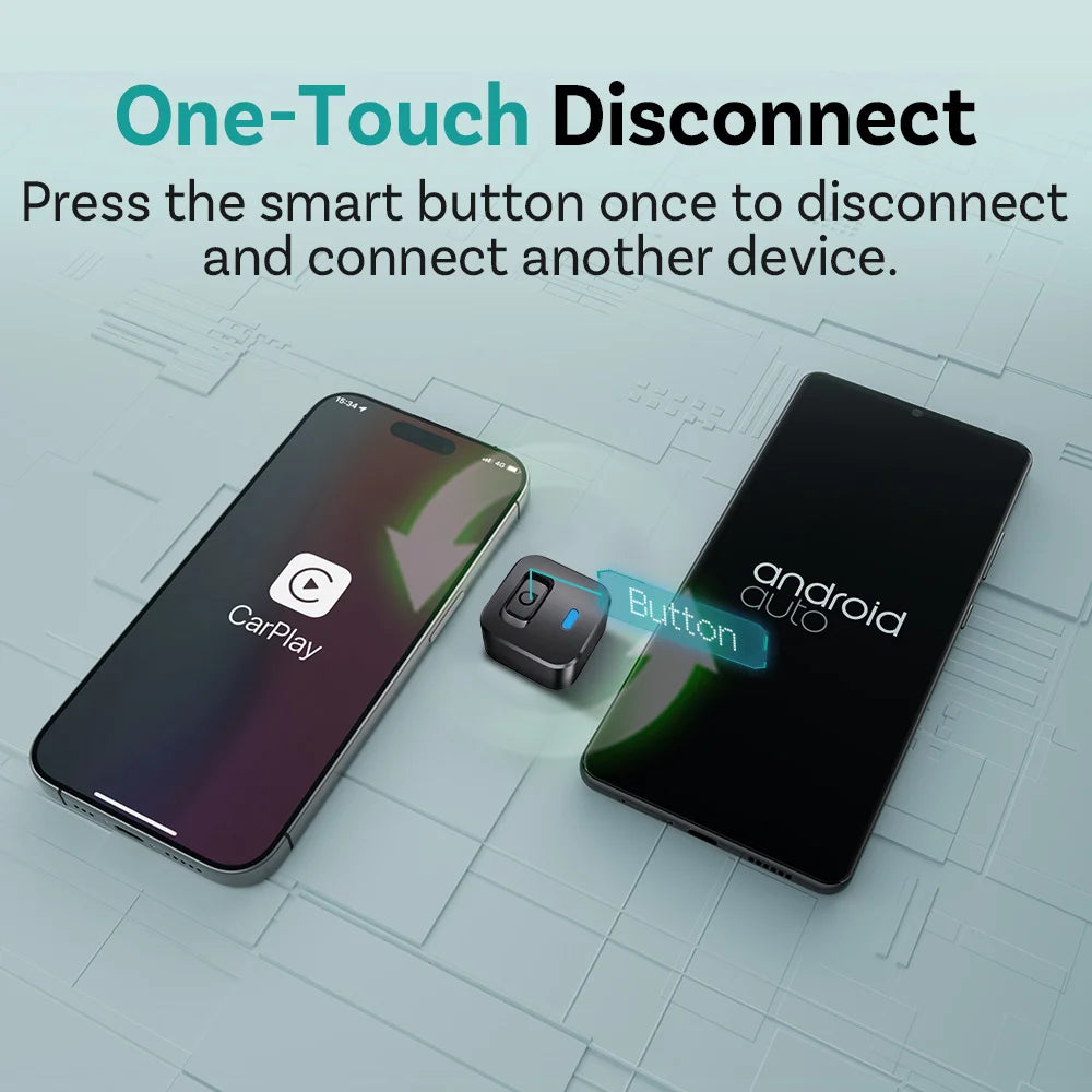 Ottocast MINI Dot Wireless CarPlay & Android Auto Adapter – WiFi 6, Plug & Play